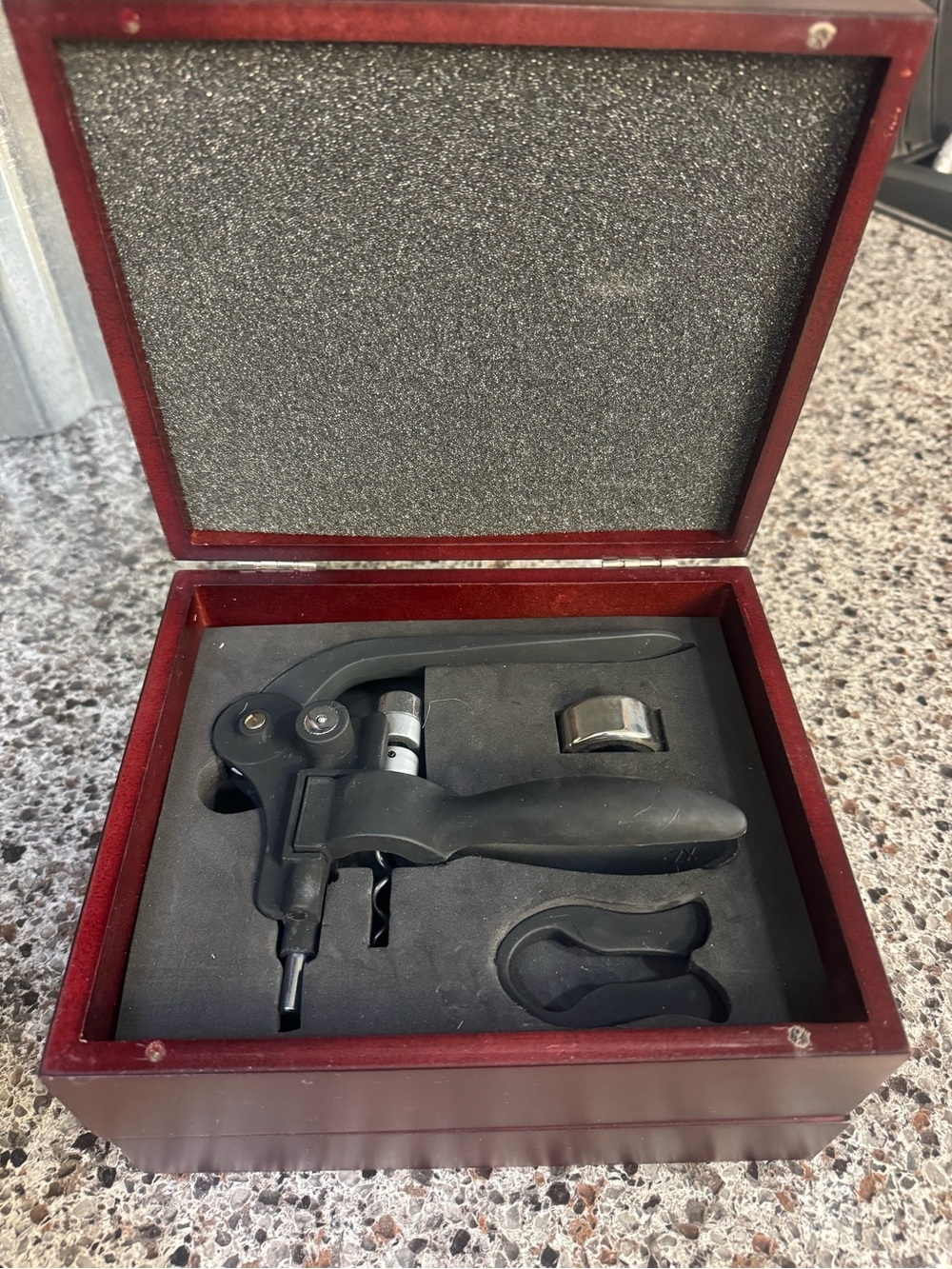 Black Handheld Corkscrew Wine Opener in Gift Box